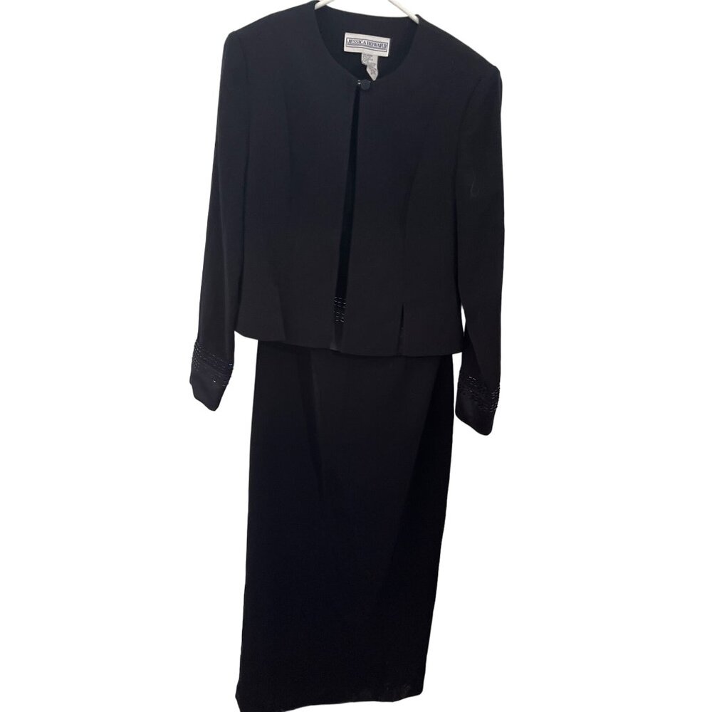 Jessica Howard navy blue sleeveless maxi dress and matching jacket with beads